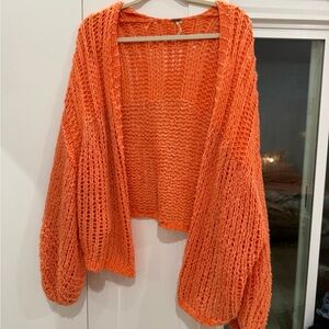 Free People Orange Knit Cardigan